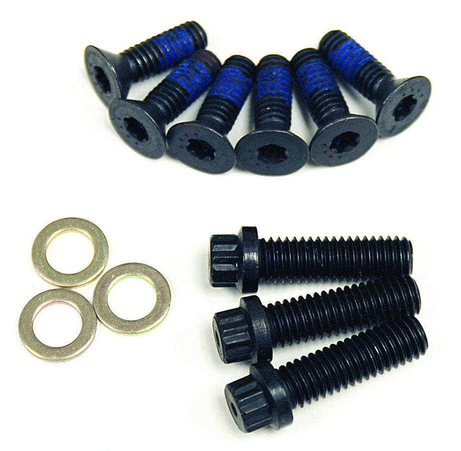 Harmonic Balancer Bolt - Three 3/8-16 in Thread - Six 5/16-18 in Thread - 12 Point Head - Chromoly - Black Oxide - ATI Super Damper - Small Block Chevy - Kit