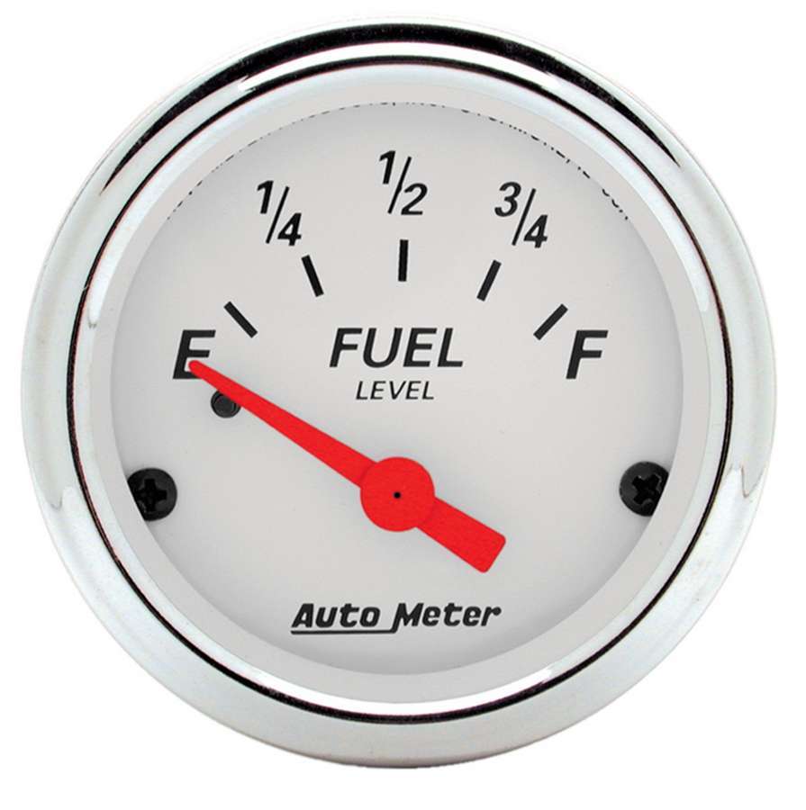 Fuel Level Gauge - Arctic White - 0-90 ohm - Electric - Analog - Short Sweep - 2-1/16 in Diameter - White Face - Each