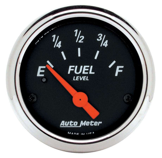 Fuel Level Gauge - Designer Black - 240-33 ohm - Electric - Analog - Short Sweep - 2-1/16 in Diameter - Black Face - Each