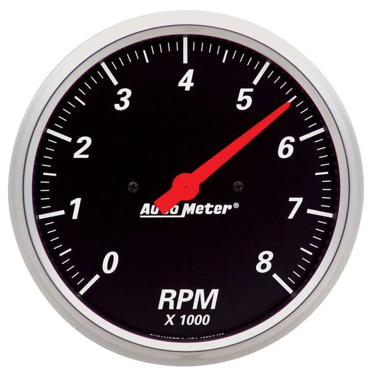 Tachometer - Designer Black - 8000 RPM - Electric - Analog - 5 in Diameter - Dash Mount - Black Face - Each