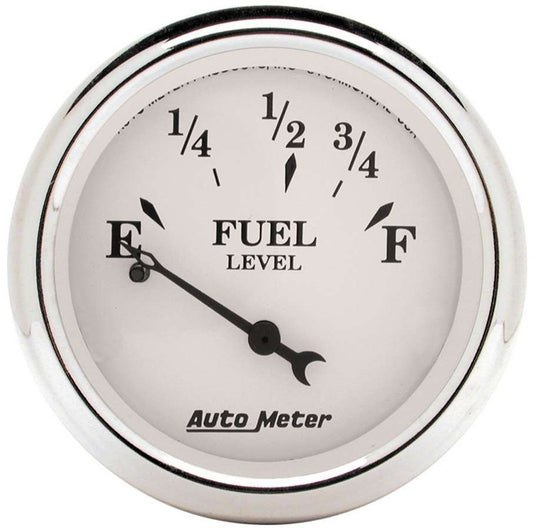 Fuel Level Gauge - Old Tyme White - 0-30 ohm - Electric - Analog - Short Sweep - 2-1/16 in Diameter - White Face - Each