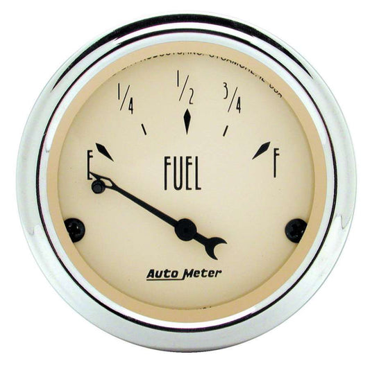 Fuel Level Gauge - Antique Beige - 0-90 ohm - Electric - Analog - Short Sweep - 2-1/16 in Diameter - Beige Face - Each