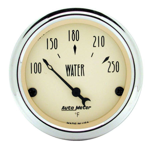 Water Temperature Gauge - Antique Beige - 100-250 Degree F - Electric - Analog - Short Sweep - 2-1/16 in Diameter - Beige Face - Each