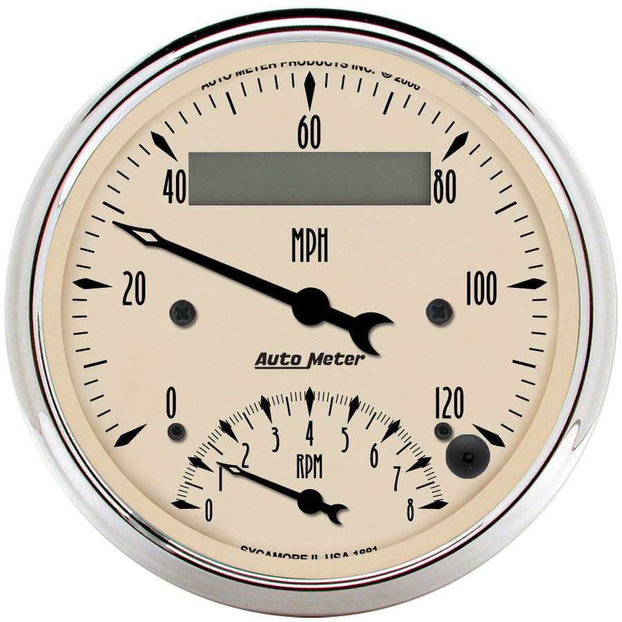 Combination Gauge - Antique Beige - Analog - Speedometer / Tachometer - 3-3/8 in Diameter - Beige Face - Each