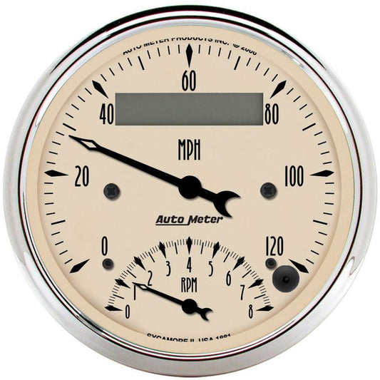 Combination Gauge - Antique Beige - Analog - Speedometer / Tachometer - 3-3/8 in Diameter - Beige Face - Each