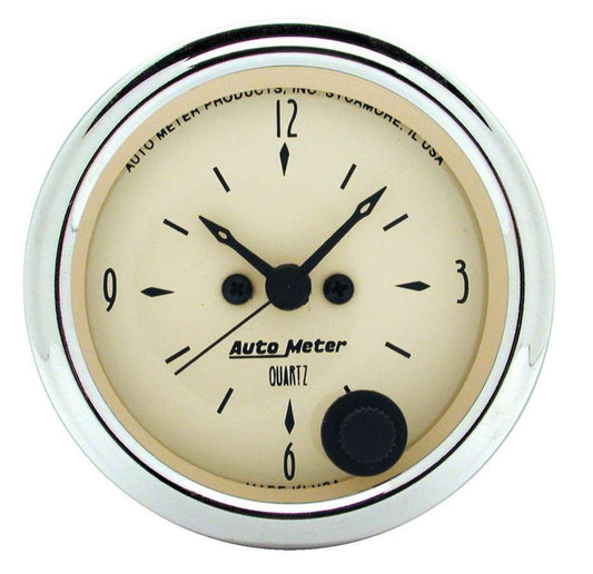 Clock Gauge - Antique Beige - Electric - Analog - 2-1/16 in Diameter - Beige Face - Each