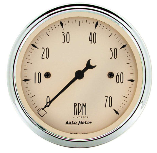 Tachometer - Antique Beige - 7000 RPM - Electric - Analog - 3-1/8 in Diameter - Dash Mount - Beige Face - Each