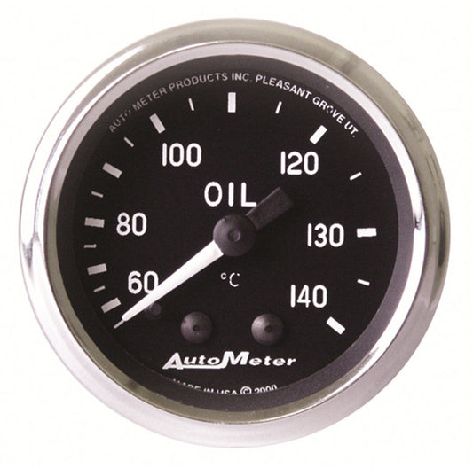 Oil Temperature Gauge - Cobra - 60-140 Degree C - Mechanical - Analog - Full Sweep - 2-1/16 in Diameter - Black Face - Each