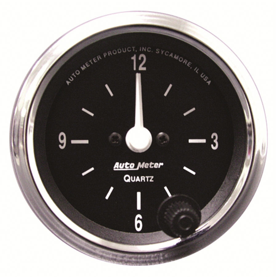 Clock Gauge - Cobra - Electric - Analog - 2-1/16 in Diameter - Black Face - Each