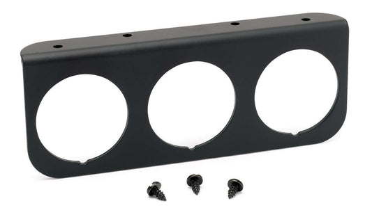 Gauge Mounting Panel - Three 2-1/16 in Holes - Aluminum - Black Anodized - Hardware Included - Each