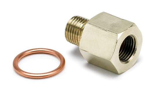 Fitting - Adapter - Straight - 1/8 in NPT Female to 10 mm x 1.00 Male - Brass - Natural - Oil Pressure Gauges - Each
