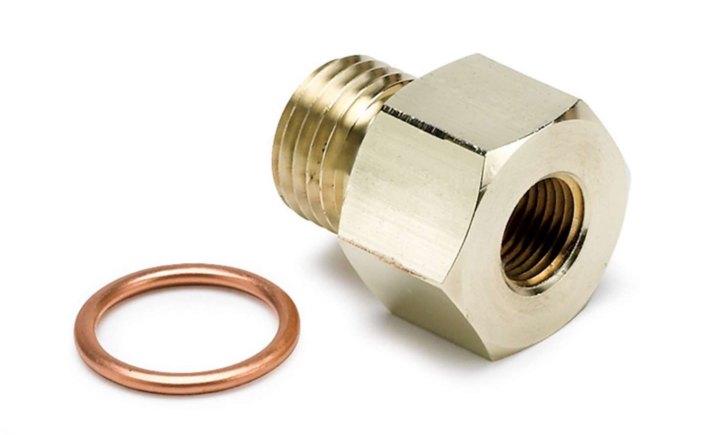 Fitting - Adapter - Straight - 1/8 in NPT Female to 14 mm x 1.50 Male - Brass - Natural - Oil Pressure Gauges - Each