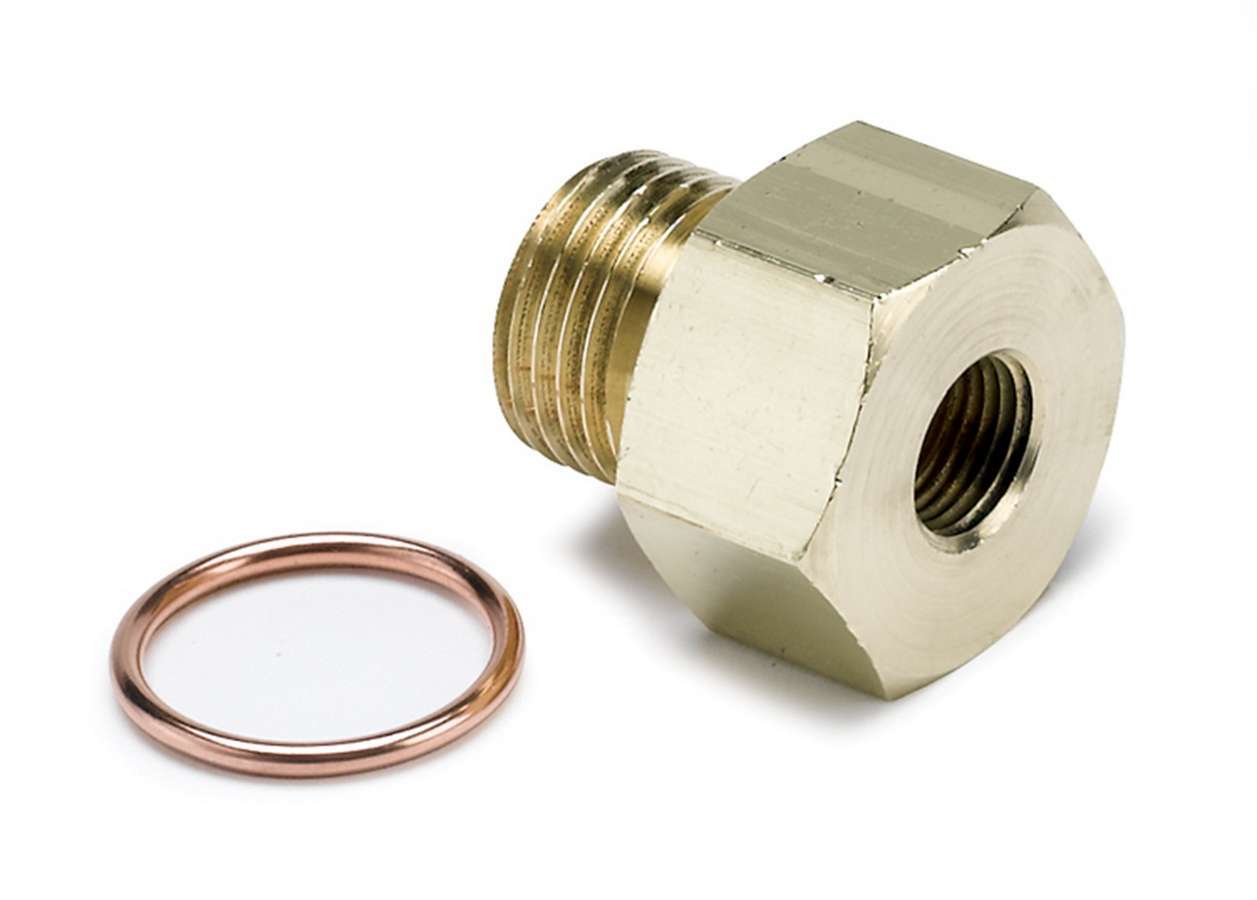 Fitting - Adapter - Straight - 1/8 in NPT Female to 16 mm x 1.50 Male - Brass - Natural - Oil Pressure Gauges - Each