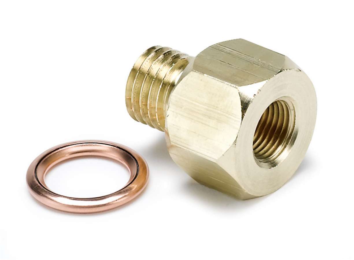 Fitting - Adapter - Straight - 1/8 in NPT Female to 12 mm x 1.50 Male - Brass - Natural - Electric Temperature / Pressure Gauges - Each