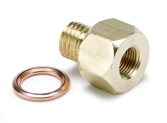 Fitting - Adapter - Straight - 1/8 in NPT Female to 12 mm x 1.50 Male - Brass - Natural - Electric Temperature / Pressure Gauges - Each