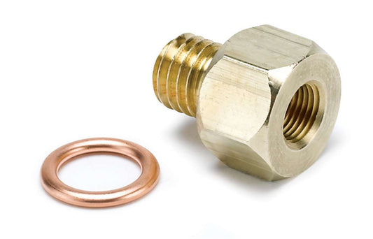 Fitting - Adapter - Straight - 1/8 in NPT Female to 12 mm x 1.75 Male - Brass - Natural - Electric Temperature / Pressure Gauges - Each