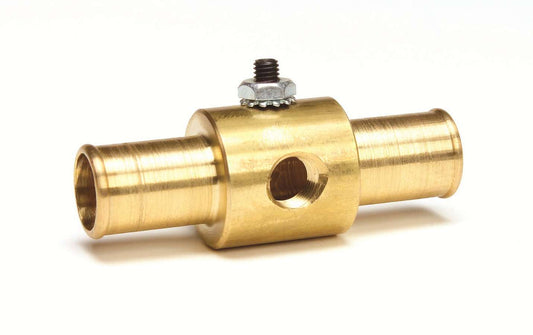 Fitting - Gauge Adapter - Straight - 3/4 in Hose Barb to 3/4 in Hose Barb - 1/8 in NPT Gauge Port - Brass - Natural - Temperature Gauges - Each