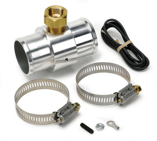 Radiator Hose Gauge Adapter - Straight - 1-1/2 in Hose Barb - 3/8 in NPT Gauge Port - Aluminum - Natural - Temperature Gauges - Each
