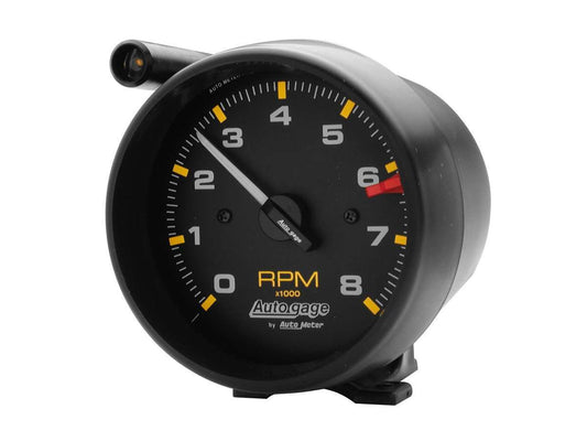 Tachometer - Auto Gage - 8000 RPM - Electric - Analog - 3-3/4 in Diameter - Pedestal Mount - Shift Light - Black Face - Each
