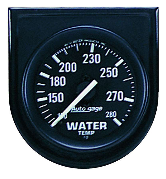 Water Temperature Gauge - Auto Gage - 100-280 Degree F - Mechanical - Analog - Full Sweep - 2-1/16 in Diameter - Panel Mount - Black Face - Each