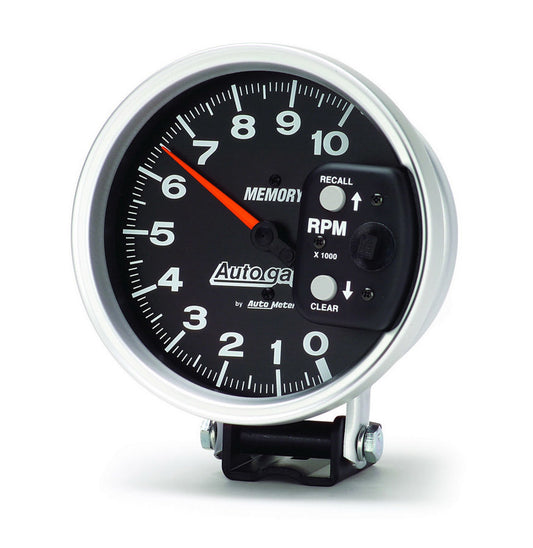 Tachometer - Auto Gage - 10000 RPM - Electric - Analog - 5 in Diameter - Pedestal Mount - Memory - Black Face - Each