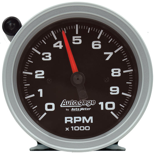 Tachometer - Auto Gage - 10000 RPM - Electric - Analog - 3-3/4 in Diameter - Pedestal Mount - Black Face - Each