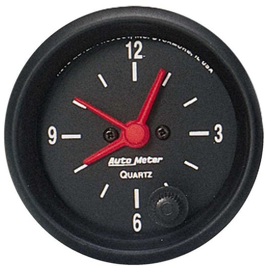 Clock Gauge - Z-series - Electric - Analog - 2-1/16 in Diameter - Black Face - Each