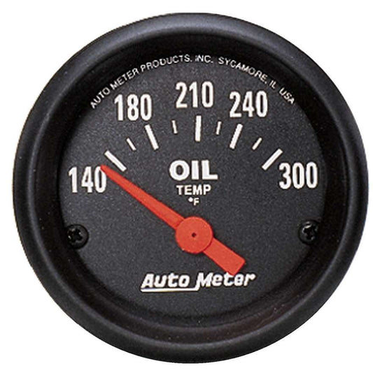 Oil Temperature Gauge - Z-series - 140-300 Degree F - Electric - Analog - Short Sweep - 2-1/16 in Diameter - Black Face - Each