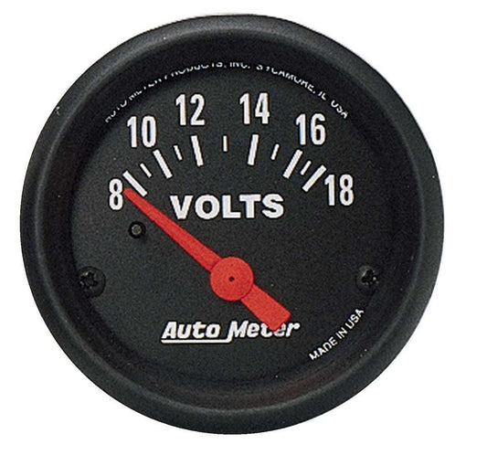 Voltmeter - Z-Series - 8-18V - Electric - Analog - Short Sweep - 2-1/16 in Diameter - Black Face - Each