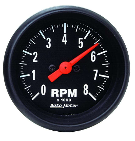 Tachometer - Z-Series - 8000 RPM - Electric - Analog - 2-1/16 in Diameter - Dash Mount - Black Face - Each