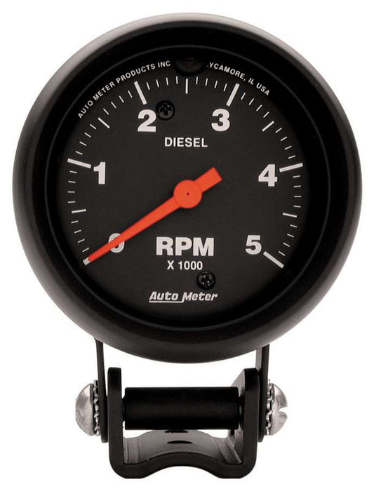 Tachometer - Z-Series - 5000 RPM - Electric - Analog - 2-5/8 in Diameter - Pedestal Mount - Black Face - Each
