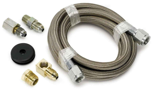 Gauge Line Kit - 4 AN - 6 ft - 4 AN Female to 4 AN Female - Fittings Included - Braided Stainless - Mechanical Pressure Gauges - Kit