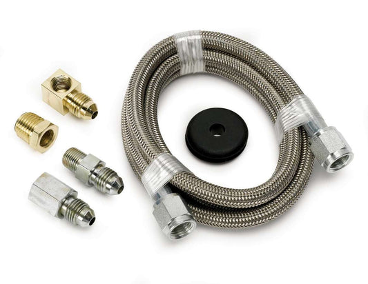 Gauge Line Kit - 4 AN - 4 ft - 4 AN Female to 4 AN Female - Fittings Included - Braided Stainless - Mechanical Pressure Gauges - Kit