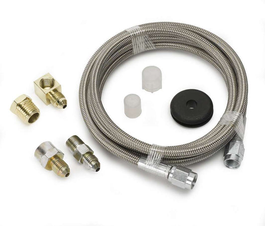 Gauge Line Kit - 3 AN - 6 ft - 3 AN Female to 3 AN Female - Fittings Included - Braided Stainless - Mechanical Pressure Gauges - Kit