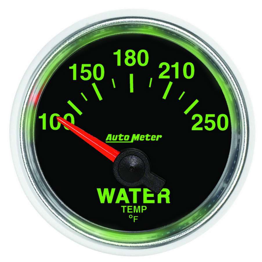 Water Temperature Gauge - GS - 100-250 Degree F - Electric - Analog - Short Sweep - 2-1/16 in Diameter - Black Face - Each