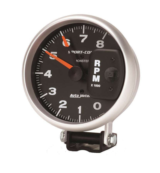 Tachometer - Sport-Comp - 8000 RPM - Electric - Analog - 5 in Diameter - Dash Mount - Black Face - Each