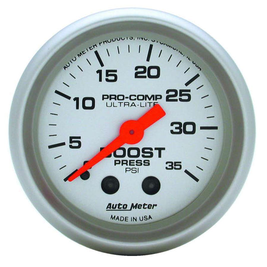 Boost Gauge - Ultra-Lite - 0-35 psi - Mechanical - Analog - 2-1/16 in Diameter - Silver Face - Each