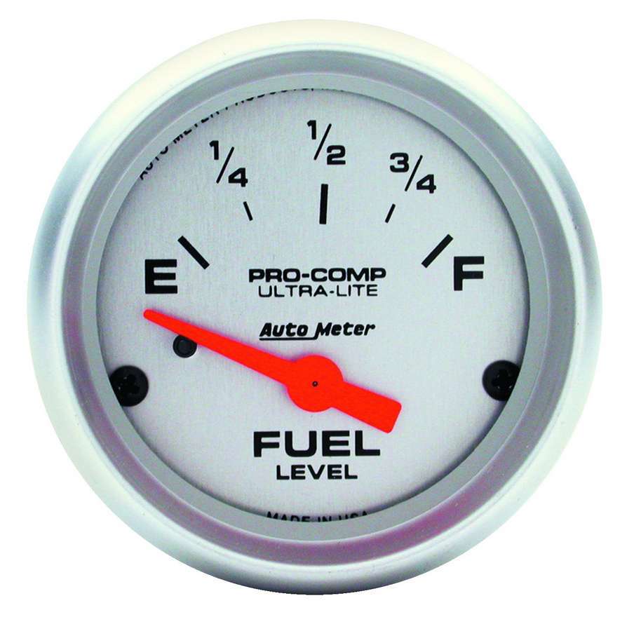 Fuel Level Gauge - Ultra-Lite - 240-33 ohm - Electric - Analog - Short Sweep - 2-1/16 in Diameter - Silver Face - Each