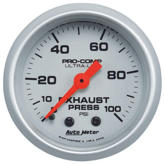 Engine & Accessories Pressure Gauge - Ultra-Lite - 0-100 psi - Mechanical - Analog - 2-1/16 in Diameter - Silver Face - Each
