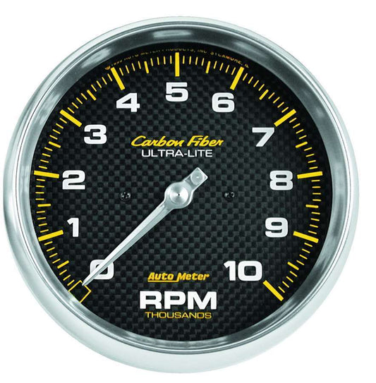 Tachometer - Carbon Fiber - 10000 RPM - Electric - Analog - 5 in Diameter - Dash Mount - Carbon Fiber Look Face - Each
