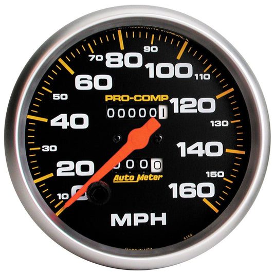 Speedometer - Pro-Comp - 160 MPH - Mechanical - Analog - 5 in Diameter - Black Face - Each