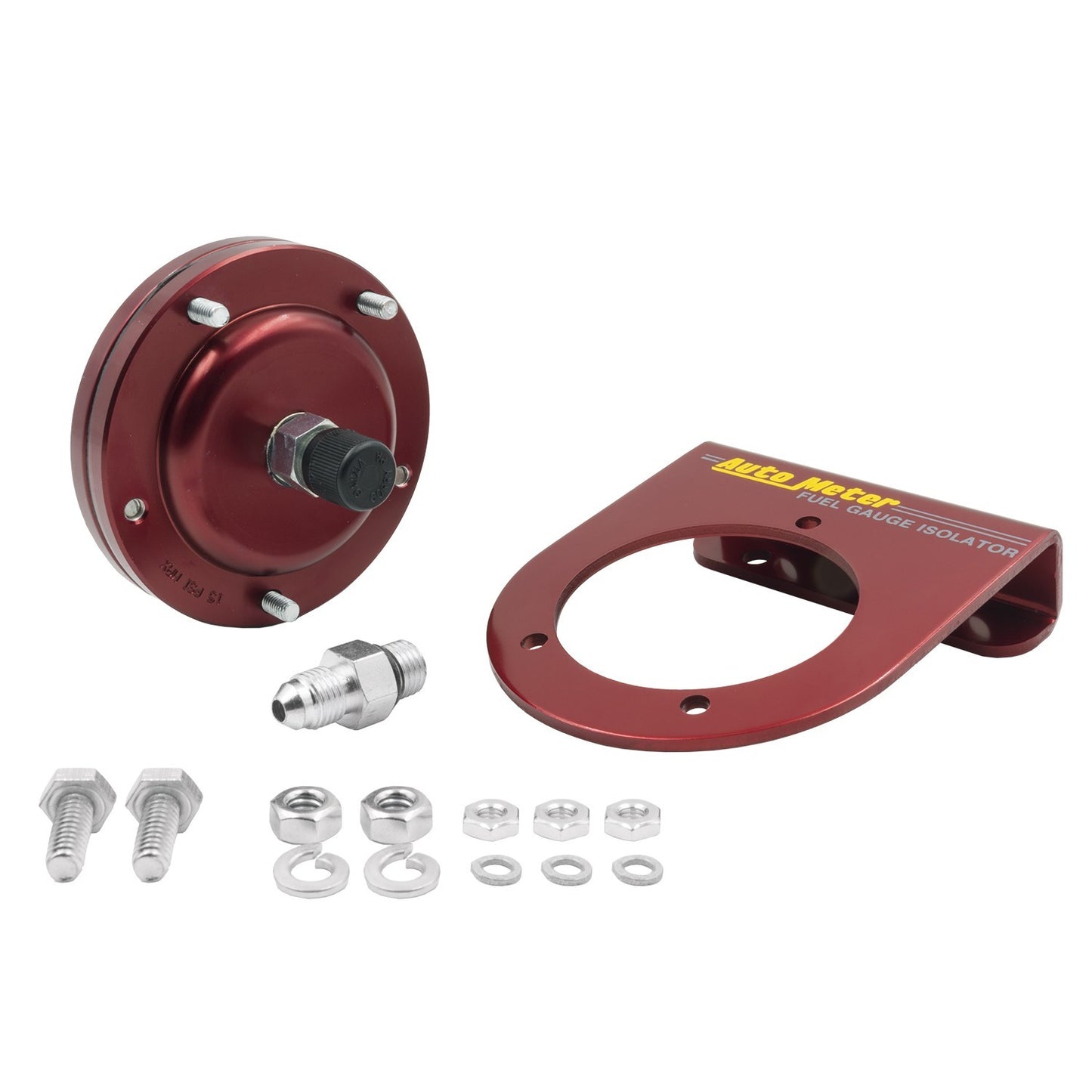 Fuel Pressure Isolator - 4 AN Fittings - Aluminum - Red Anodized - Mechanical Pressure Gauges - Kit