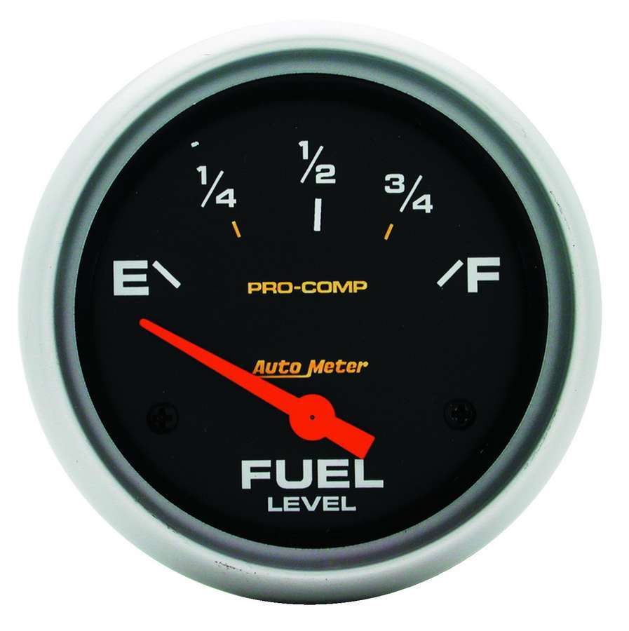Fuel Level Gauge - Pro-Comp - 0-90 ohm - Electric - Analog - Short Sweep - 2-5/8 in Diameter - Black Face - Each