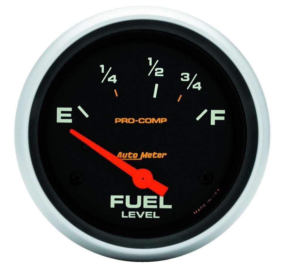 Fuel Level Gauge - Pro-Comp - 73-10 ohm - Electric - Analog - Short Sweep - 2-5/8 in Diameter - Black Face - Each