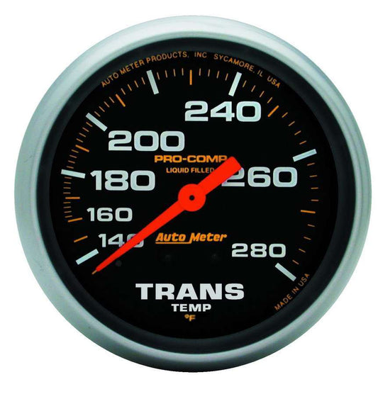 Transmission Temperature Gauge - Pro-Comp - 140-280 Degree F - Mechanical - Analog - Full Sweep - 2-5/8 in Diameter - Liquid Filled - Black Face - Each