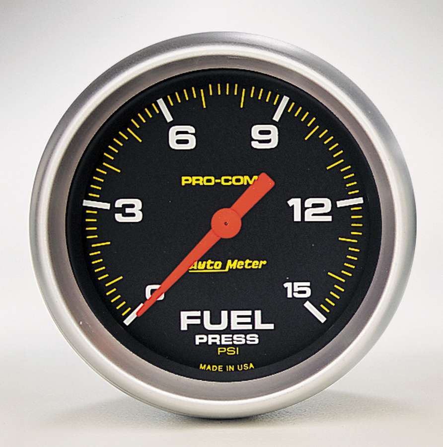 Fuel Pressure Gauge - Pro-Comp - 0-15 psi - Electric - Analog - Full Sweep - 2-5/8 in Diameter - Black Face - Each