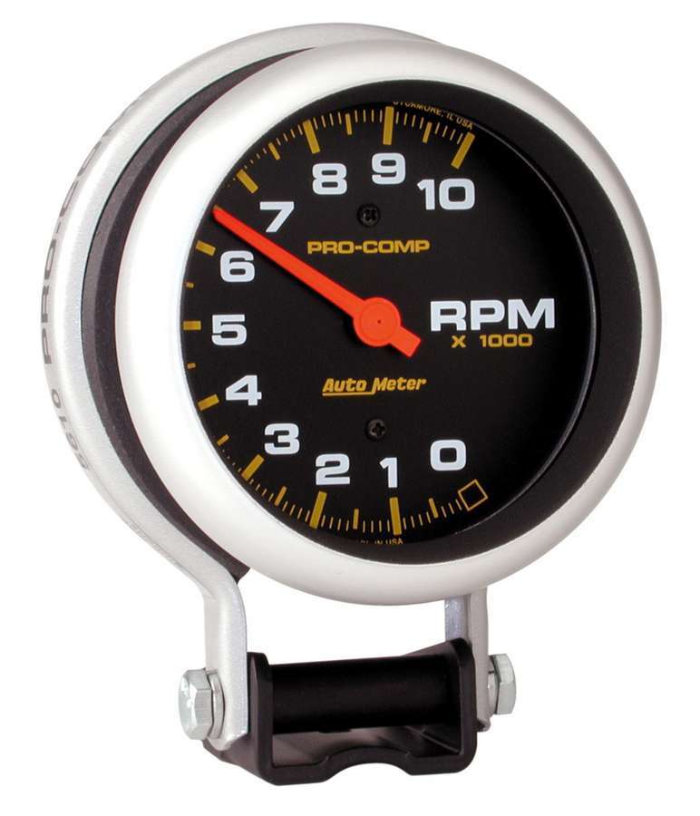 Tachometer - Pro-Comp - 10000 RPM - Electric - Analog - 3-3/4 in Diameter - Pedestal Mount - Black Face - Each