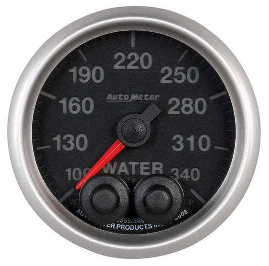 Water Temperature Gauge - Elite Series - 100-340 Degree F - Electric - Analog - Full Sweep - 2-1/16 in Diameter - Peak and Warn - Black Face - Each