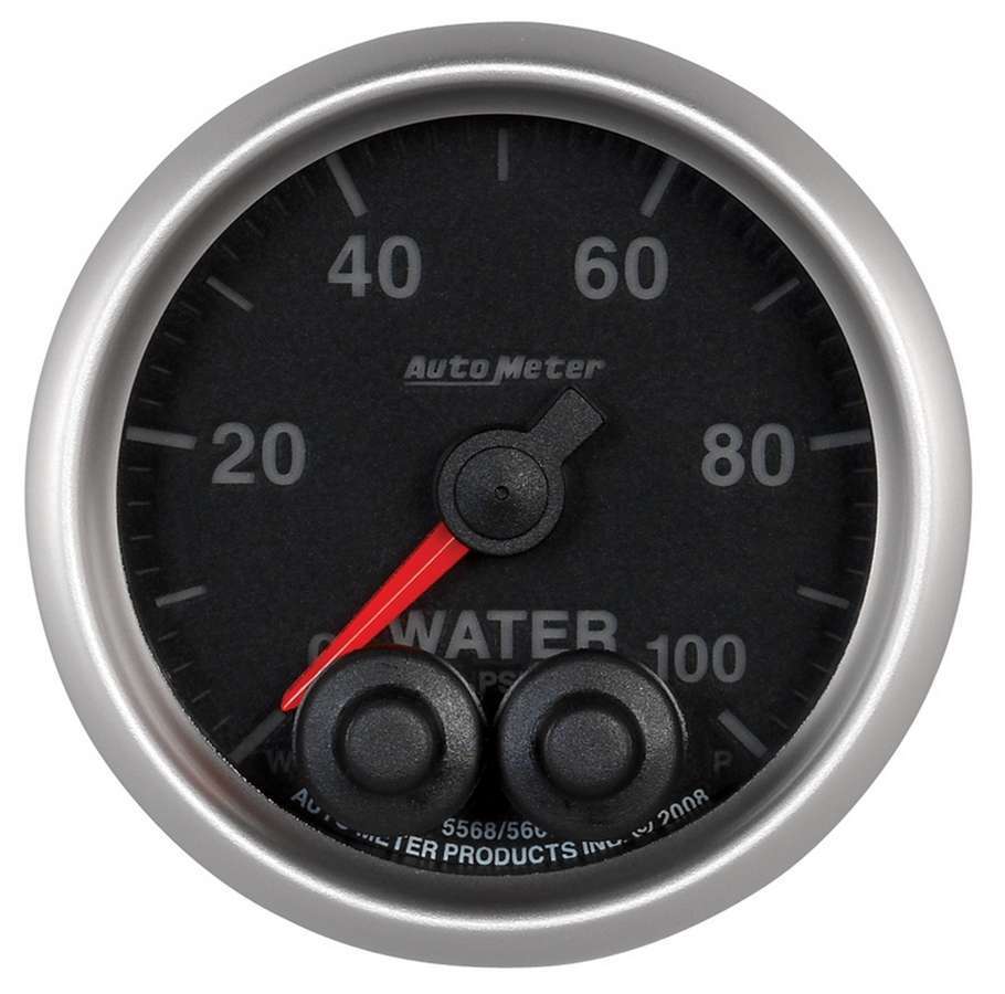 Water Pressure Gauge - Elite Series - 0-100 psi - Electric - Analog - Full Sweep - 2-1/16 in Diameter - Peak and Warn - Black Face - Each