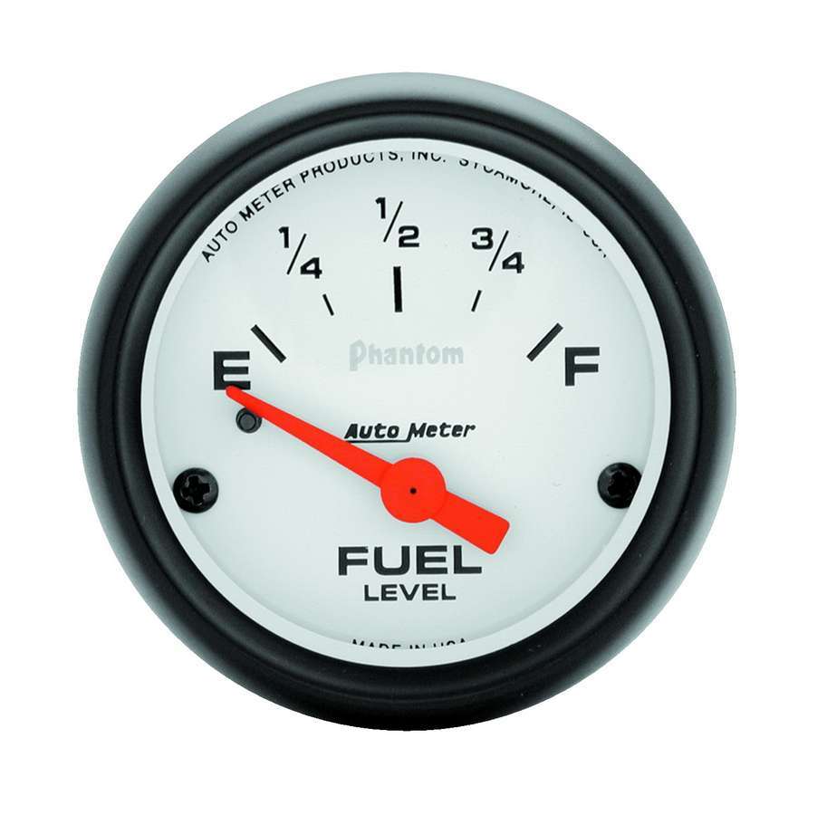 Fuel Level Gauge - Phantom - 240-33 ohm - Electric - Analog - Short Sweep - 2-1/16 in Diameter - White Face - Each